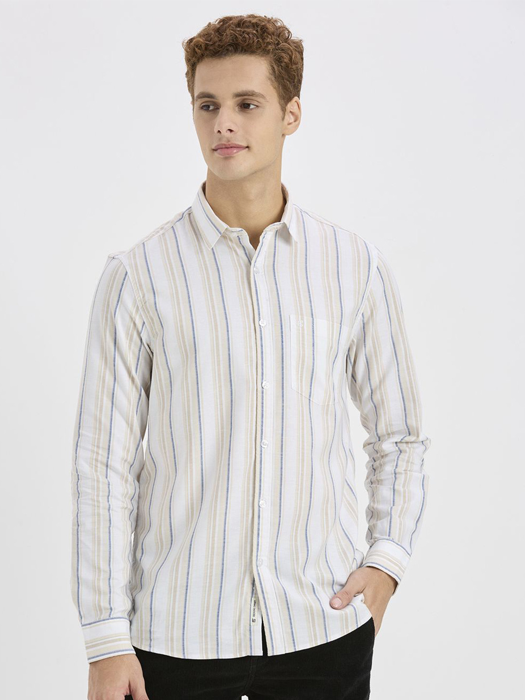 ROCKING SWAMY Men Striped  Spread Collar Straight Casual Shirt