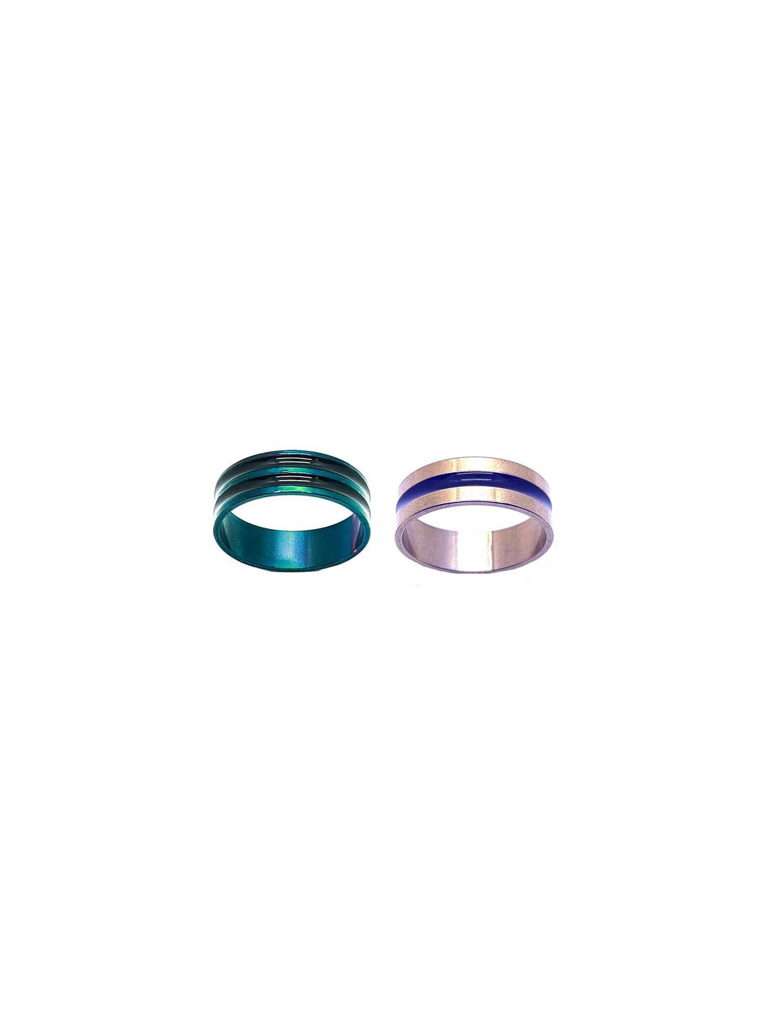 Dynamic Retail Global Set of 2 Rings for Men & Women, Silver-Green Copper Ring ()