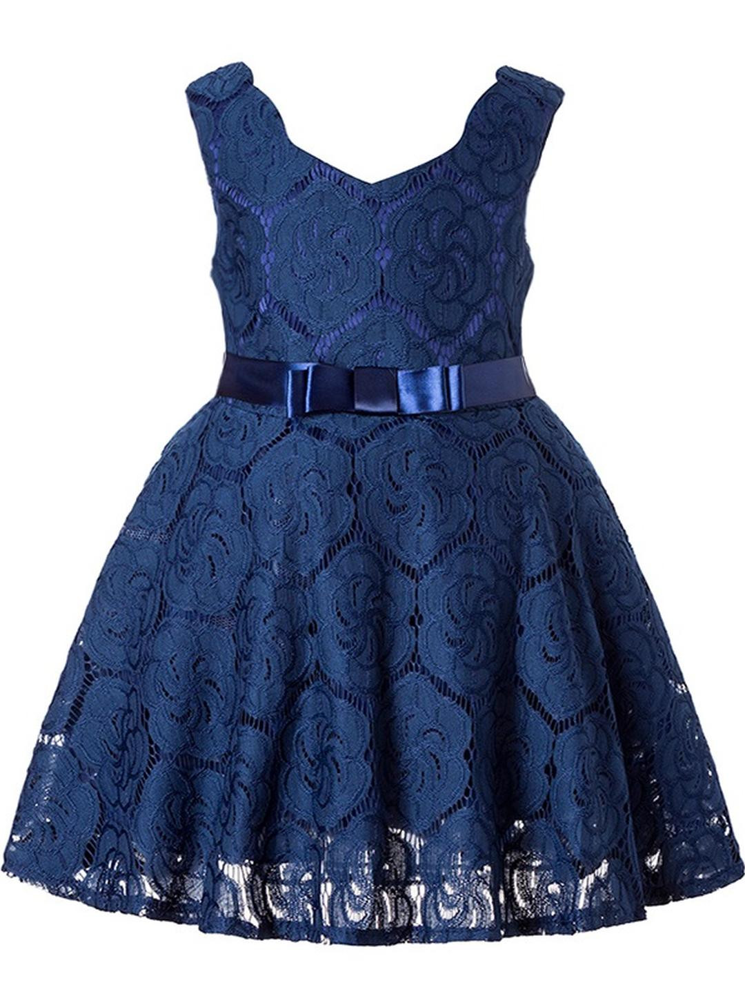 Shahina Fashion Girls Knee-Length Net & Satin Bow Dress