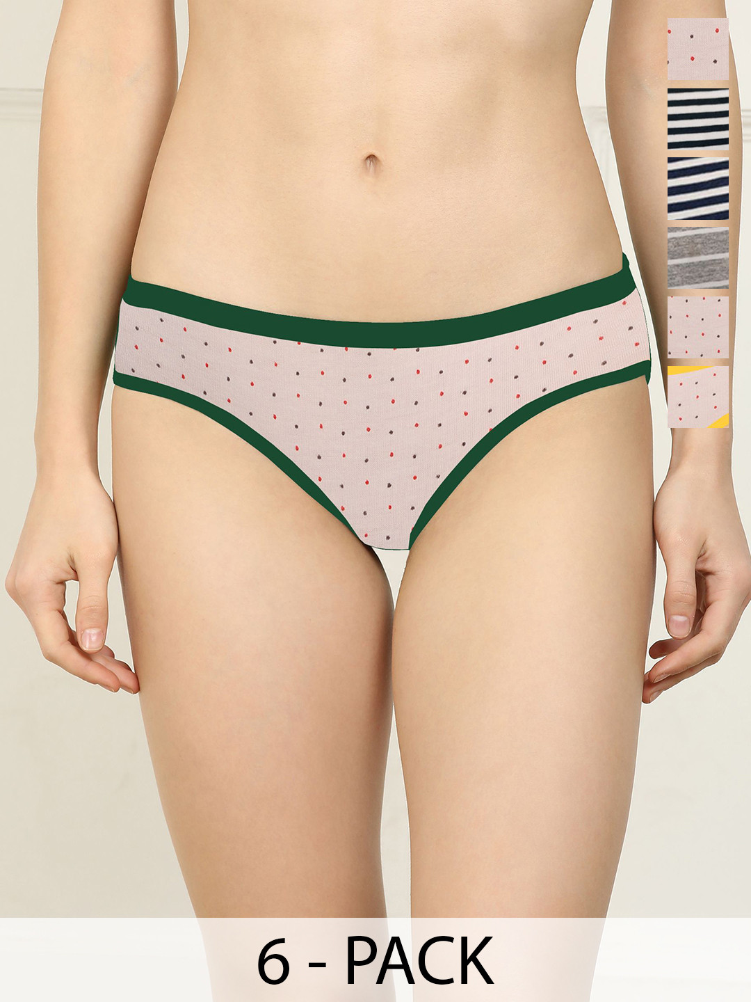 Samvar Pack Of 6 Striped Hipster Briefs 3LZR-3WDOT_S