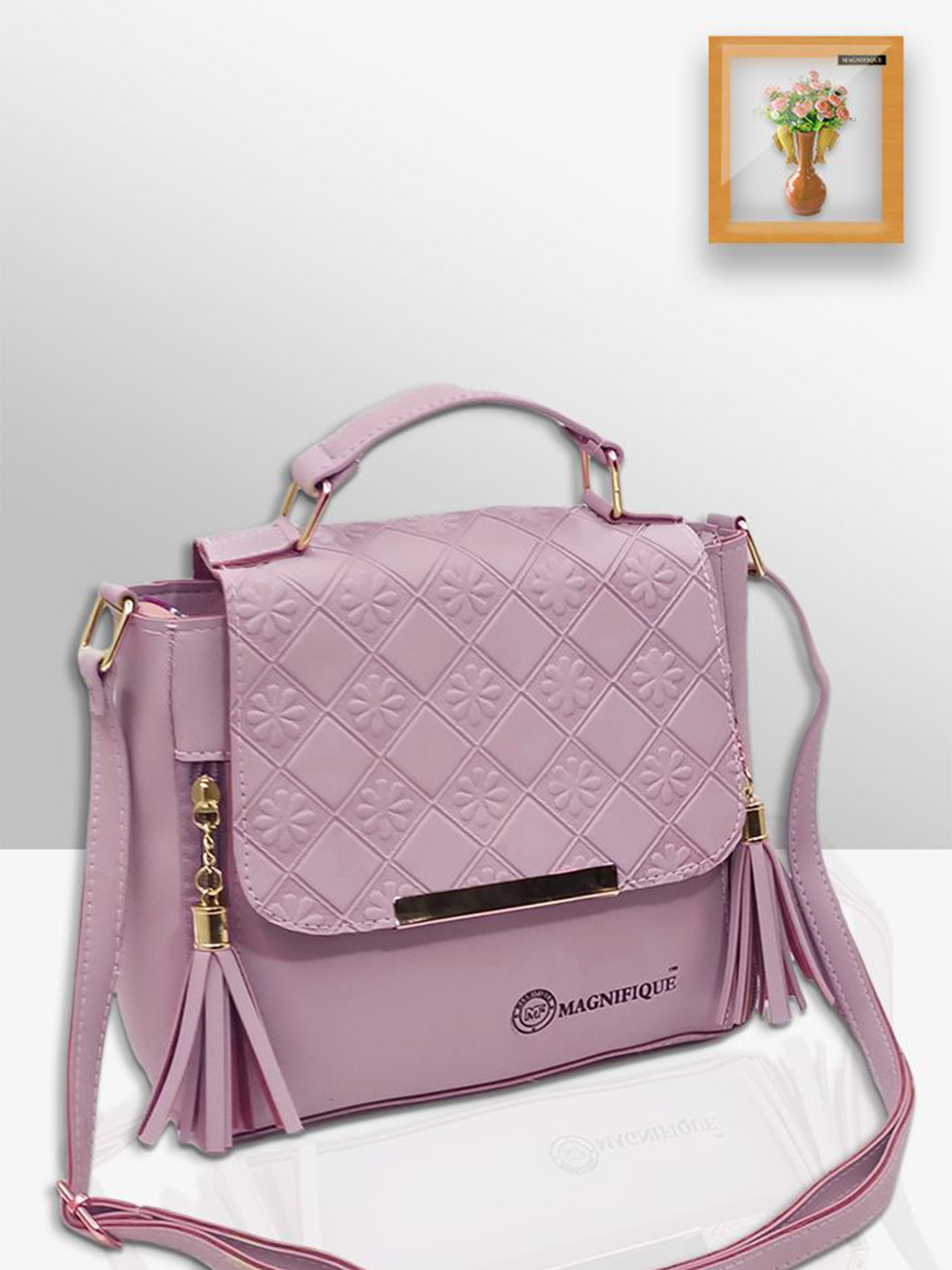 MAGNIFIQUE Textured Embossed Crossbody Sling Bag