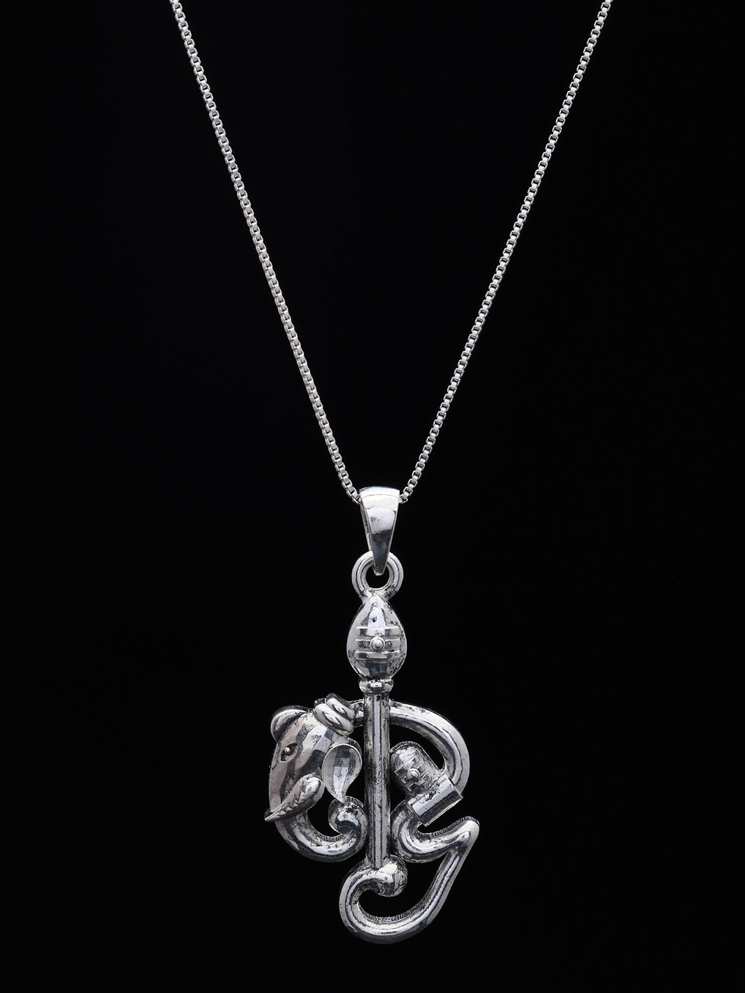 Exotic India Unisex Sterling Silver Karttikeya Vel Tamil Om Goddess Pendant