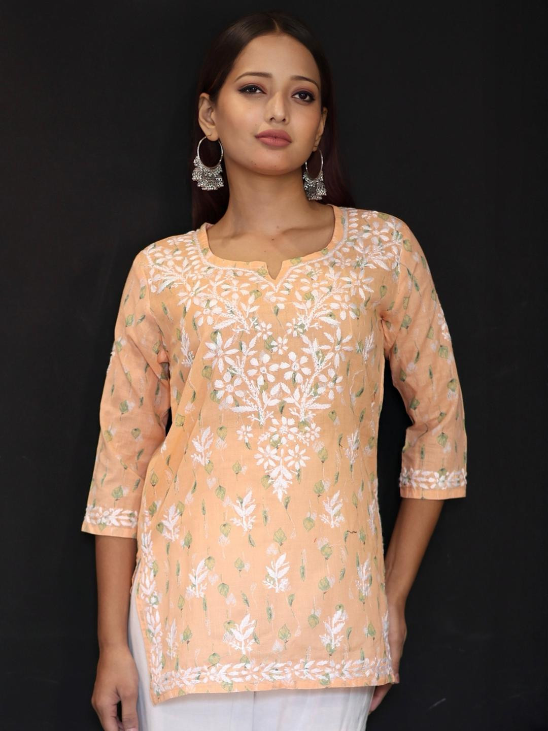 myplusfashion Lucknowi Hand Work Chikankari Kurti