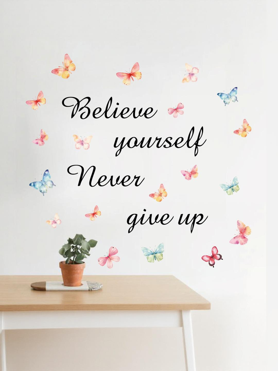 INDIAN ROYALS 2Pc Butterfly With Inspirational Words Wall Stickers