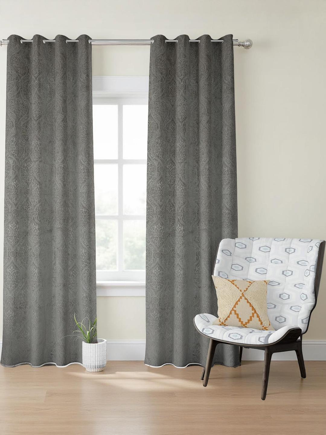 IVAZA Grey Velvet Door Curtains