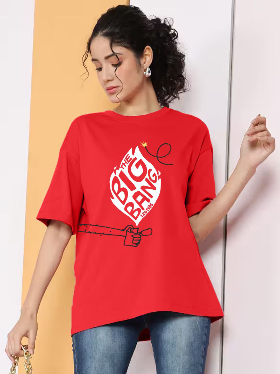 Leotude Women Printed OversizedT-shirt