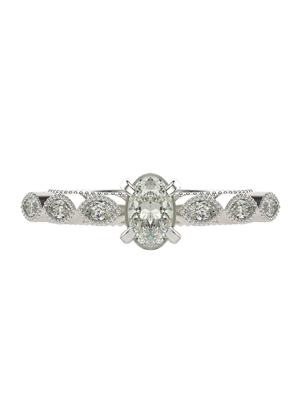 VALANOVA Women 18 Kt White Gold Lab Grown 0.63 CT Diamond Ring 2.71 gm