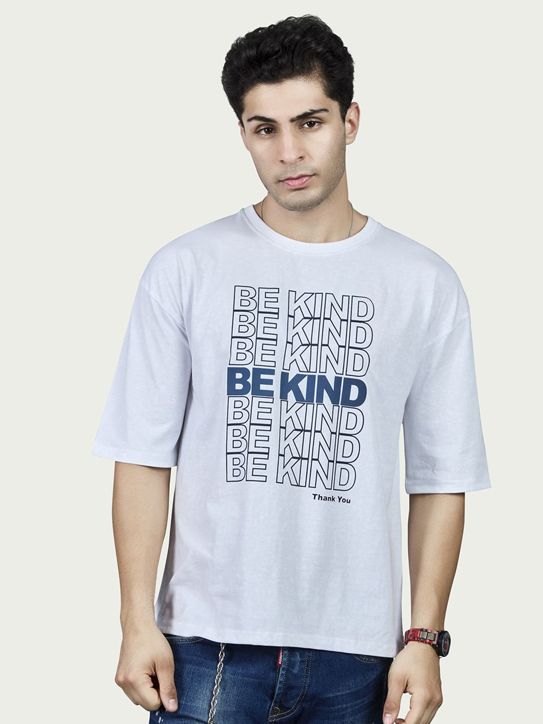 BE POSITIVE Men Raw Edge T-shirt
