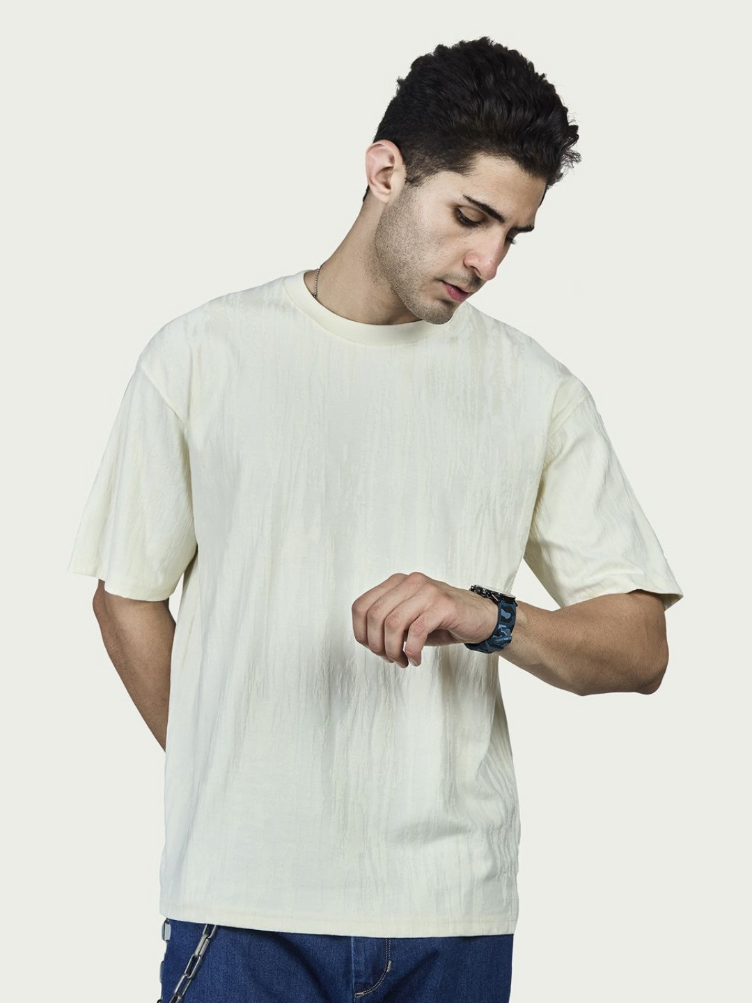 BE POSITIVE Men Drop Shoulder Sleeves T-shirt