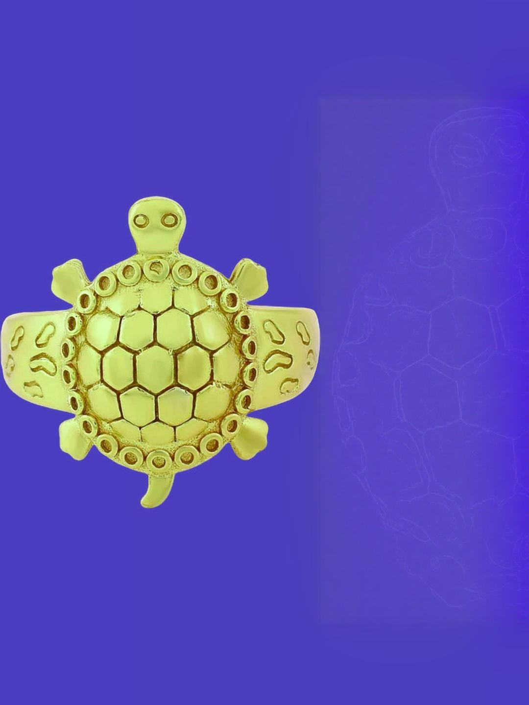 Dynamic Retail Global Tortoise Turtle Kachua Meru Ring for Men Women Boys Girl Vastu Fengshui t-321g Brass Gold Plated Ring ()