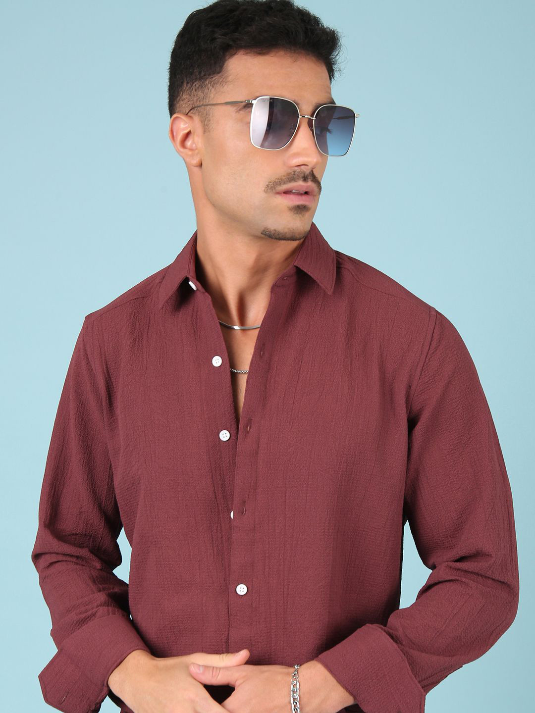 THE BEETEL HOUSE Men Self Design Spread Collar Standard Casual Shirt