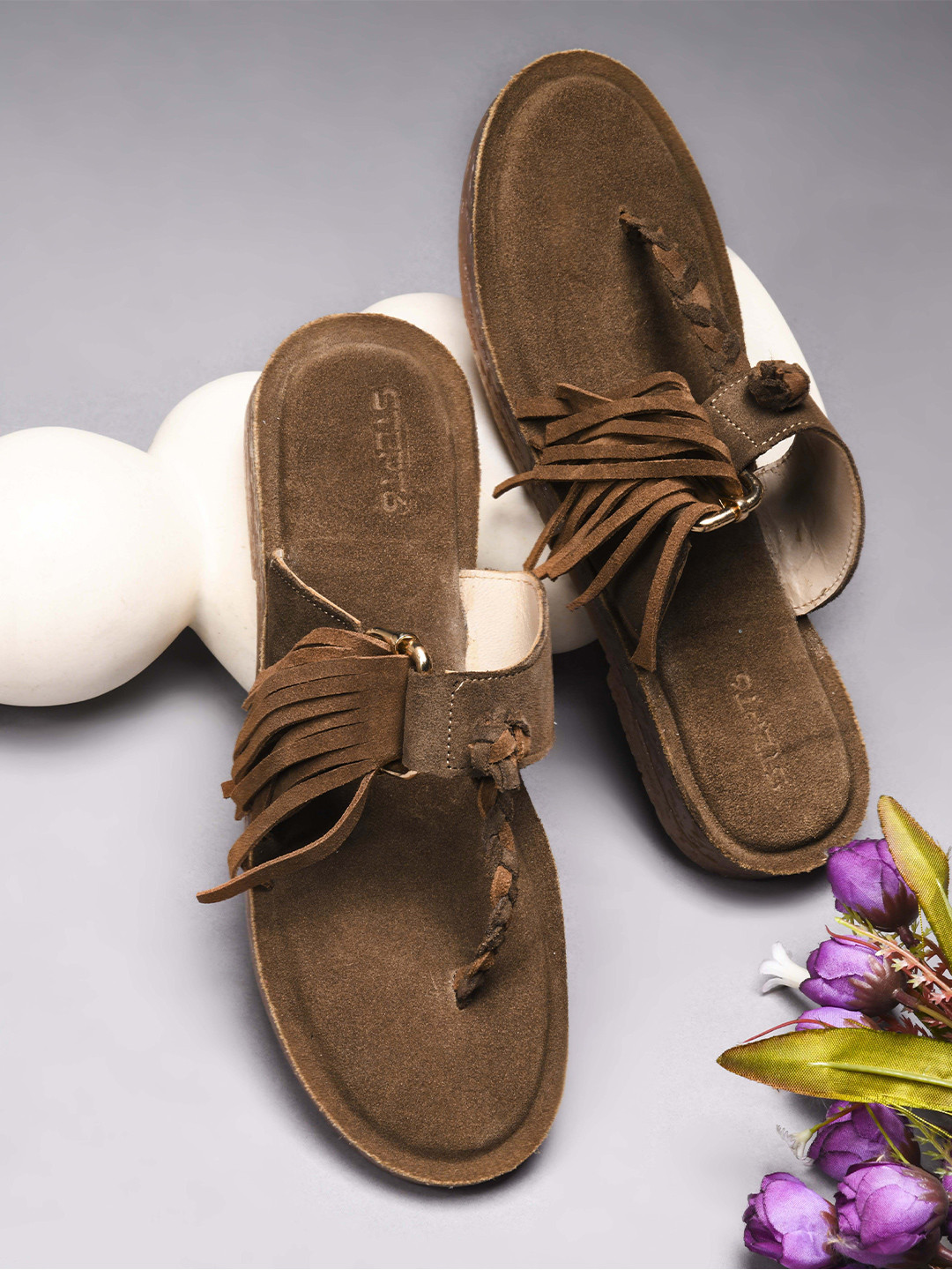 STEPT6 Women Woven Design Anti-Skid Soft & Comfortable T-Strap Flats