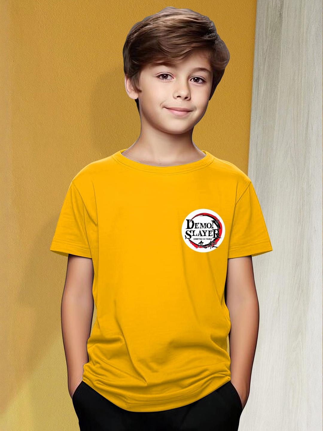 Yellow Demon Slayer Graphic Print T-Shirt