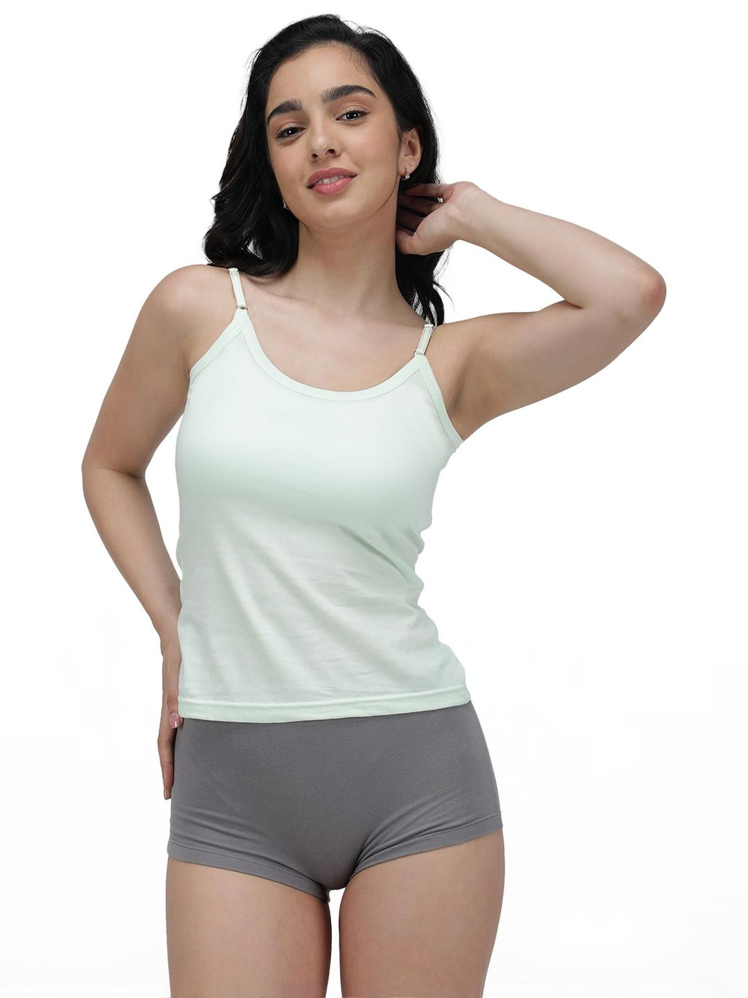 Amul Comfy Women's Cotton LightColor Plain/Solid Slips with Adjustable Straps - Pack of 4