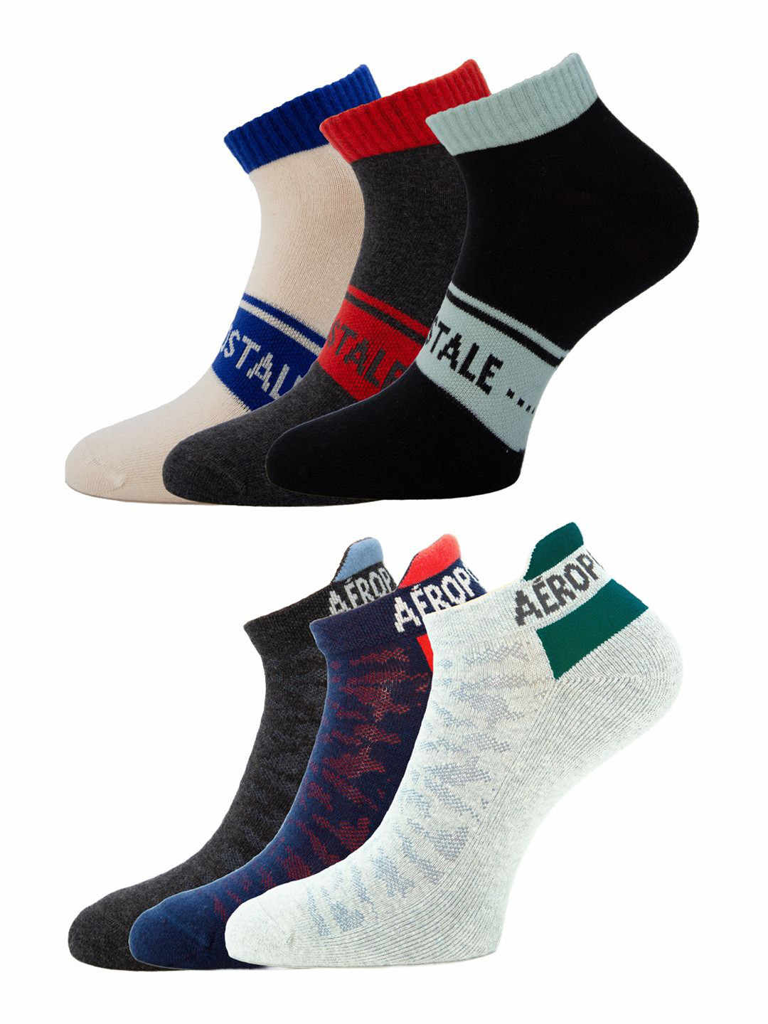 Aeropostale Men Pack of 6 Lowcut Ankle Length Socks