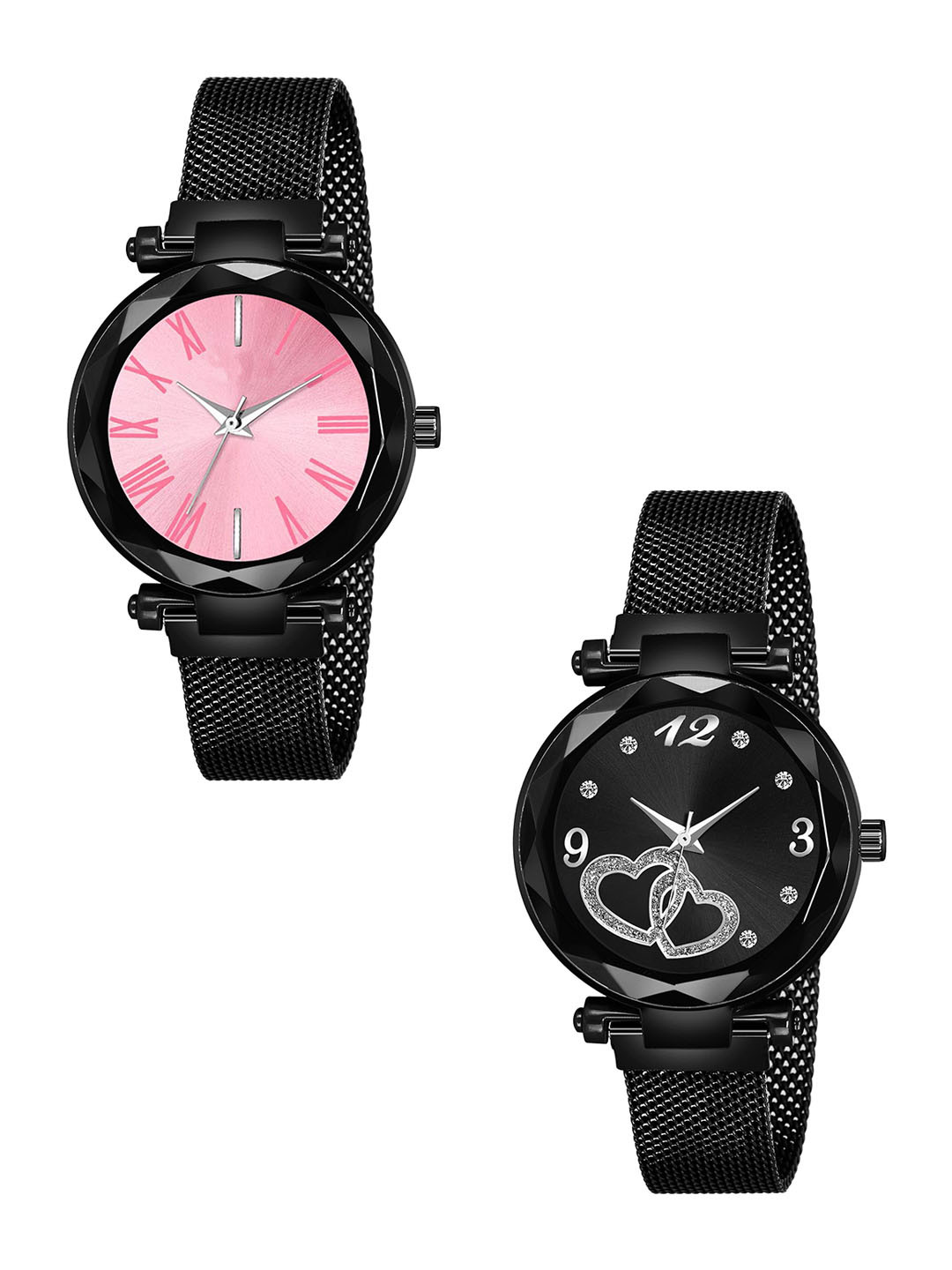 Gopal Shopcart Women Pack Of 2 Analogue Watch GR_104_Pink_Roman_Black Maganet