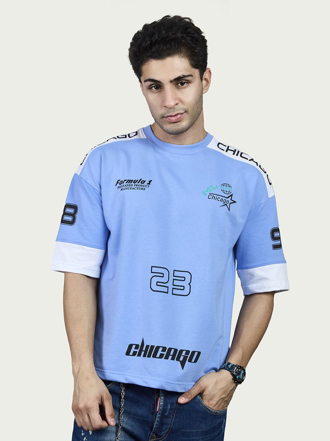 BE POSITIVE Men Round Neck Typography Print Cotton T-shirt