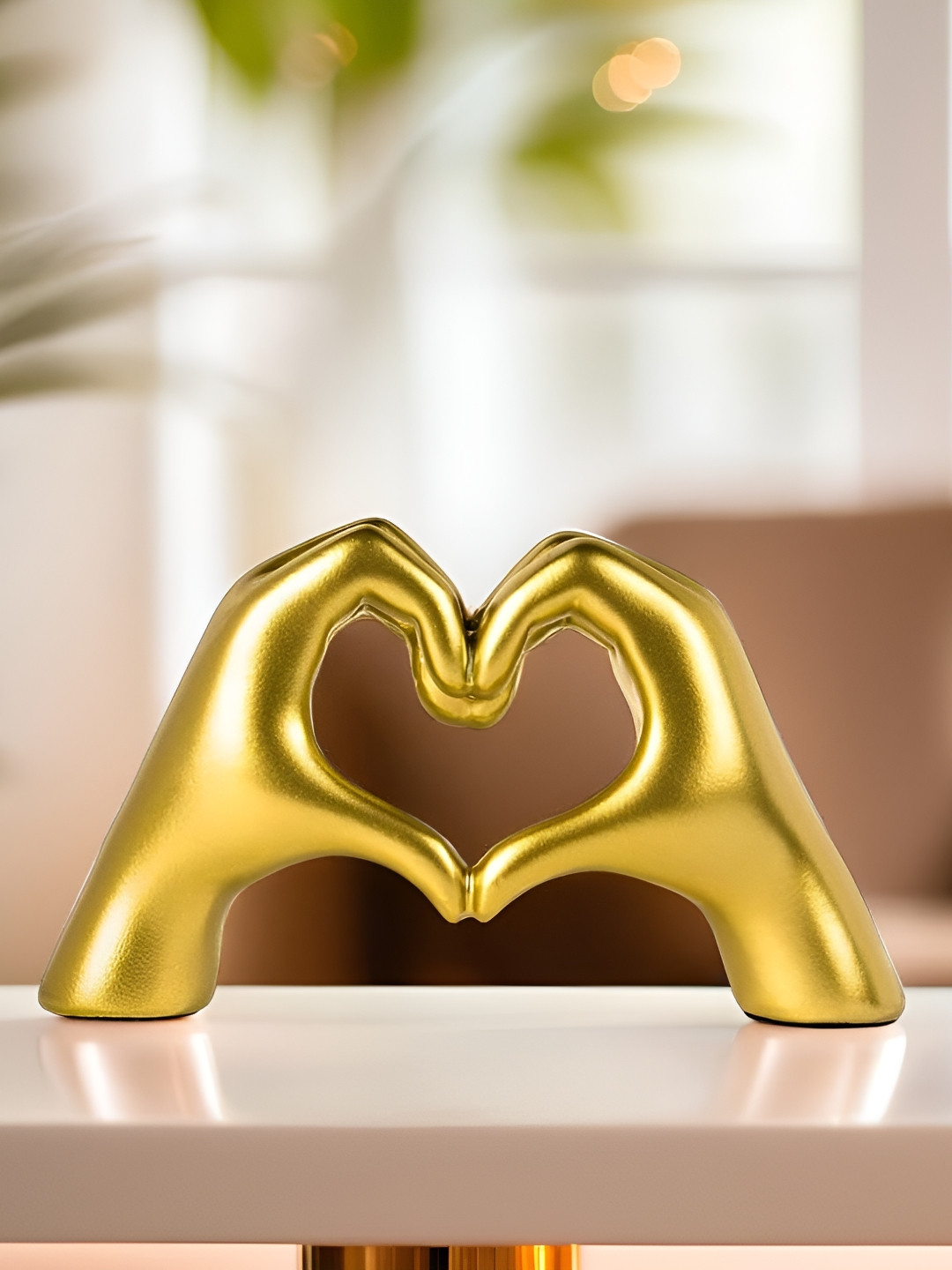 SANKALAN CREATIONS Gold Tone Heart Shapped Figurine Showpiece