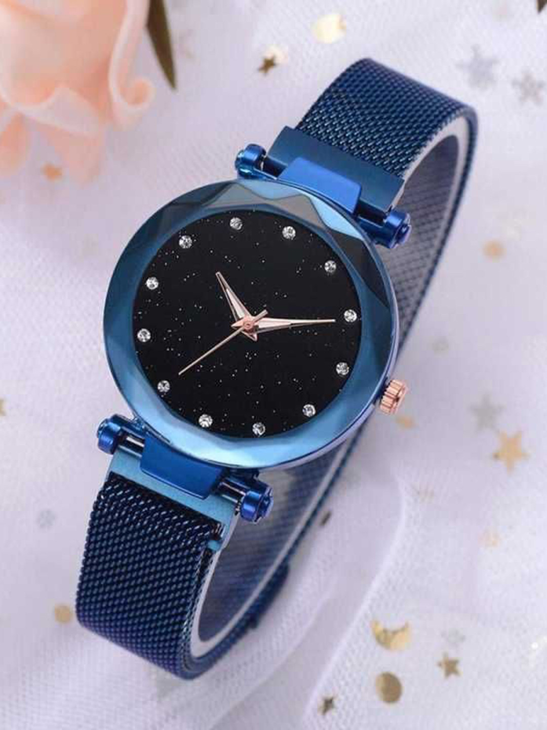 SELLORIA Women Embellished Magnetic Strap Analogue Watch 12Diamnd_ Blue_Magnet