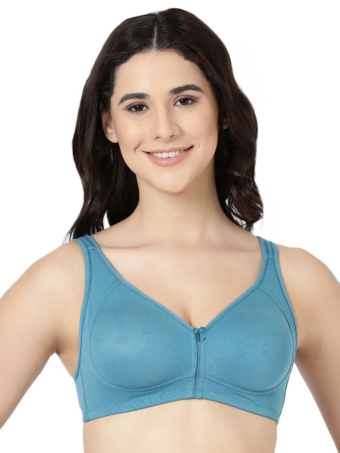 BLOSSOM Seamless Double Layered Non Padded Non Wired Everyday Bra With Cushioned Strap