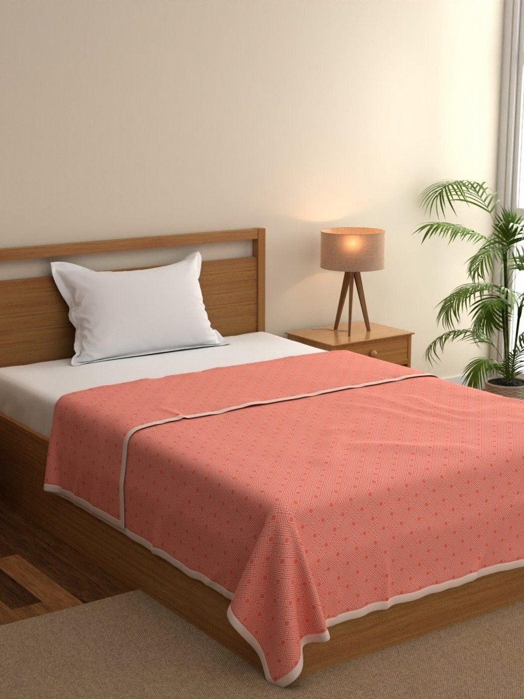home expressions Meadow Orange & White Printed Cotton AC Room 150 GSM Single Bed Dohar