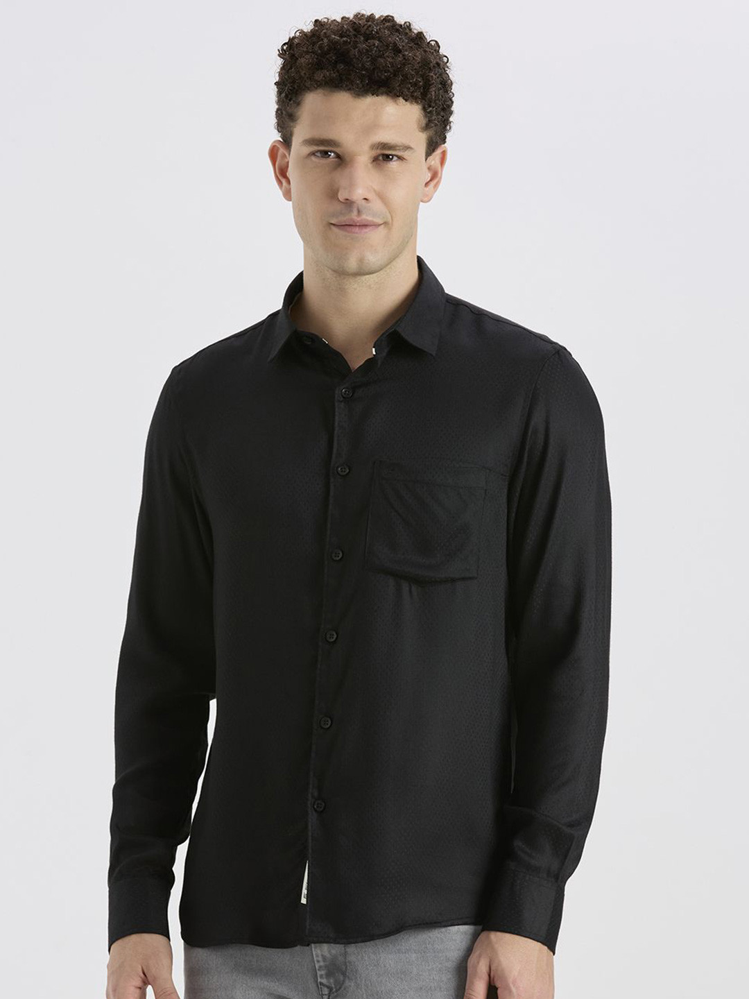 ROCKING SWAMY Men Solid Chest Pocket Regular Fit Cotton Regular Shirt
