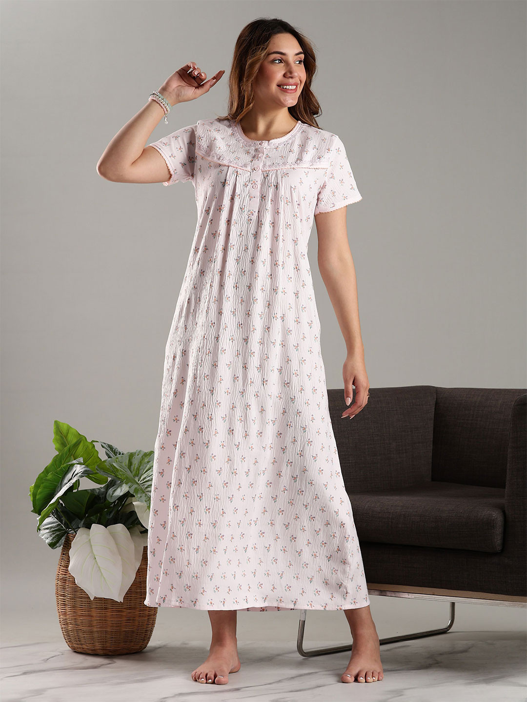 9shines Label Printed Organic Cotton Maxi Nightdress
