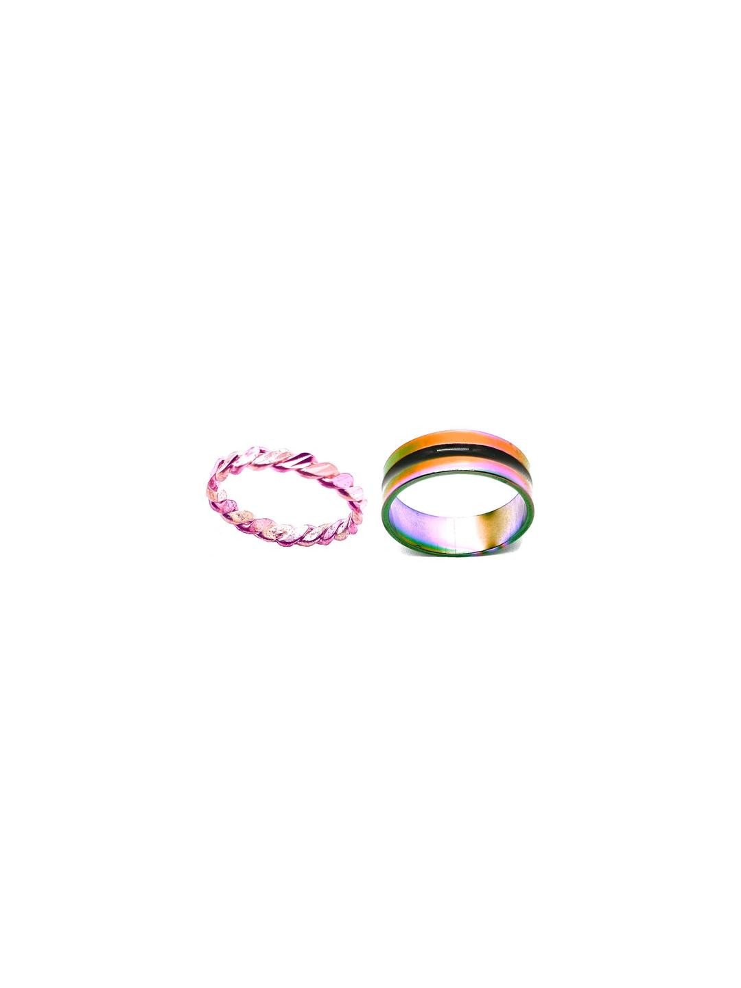 Dynamic Retail Global Set of 2 Rings for Men & Women, Purple-Multicolor Alloy Ring ()
