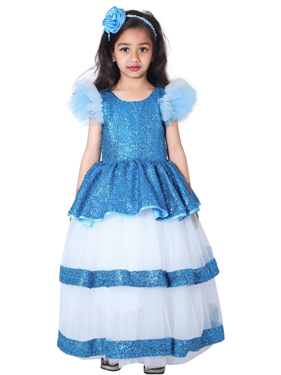 Shahina Fashion Girls Sequinned Net GownSurface Styling*