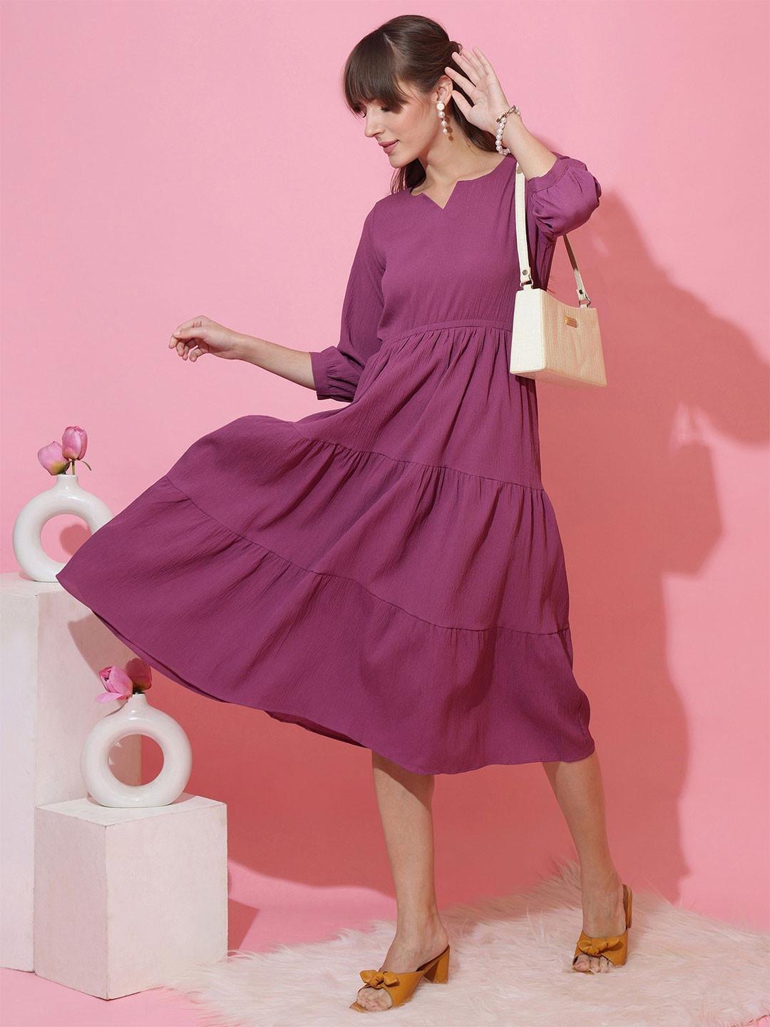 SHEETAL Associates Women Tiered Midi Dress