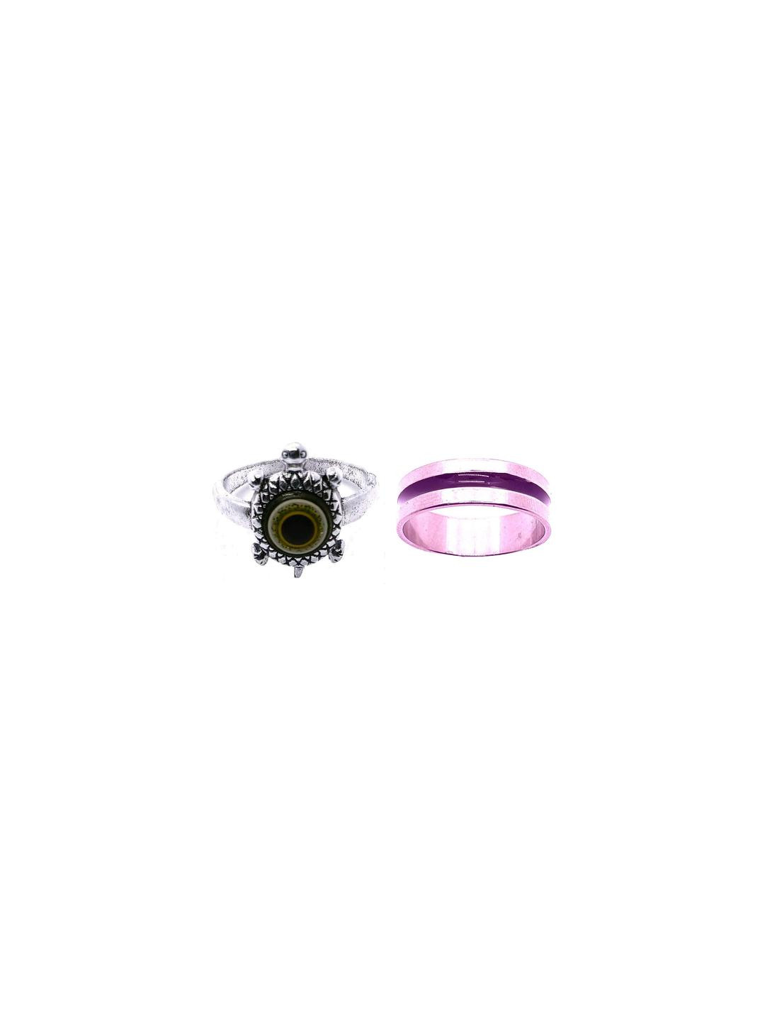 Dynamic Retail Global Set of 2 Rings for Men & Women, Black-Purple Alloy Ring ()