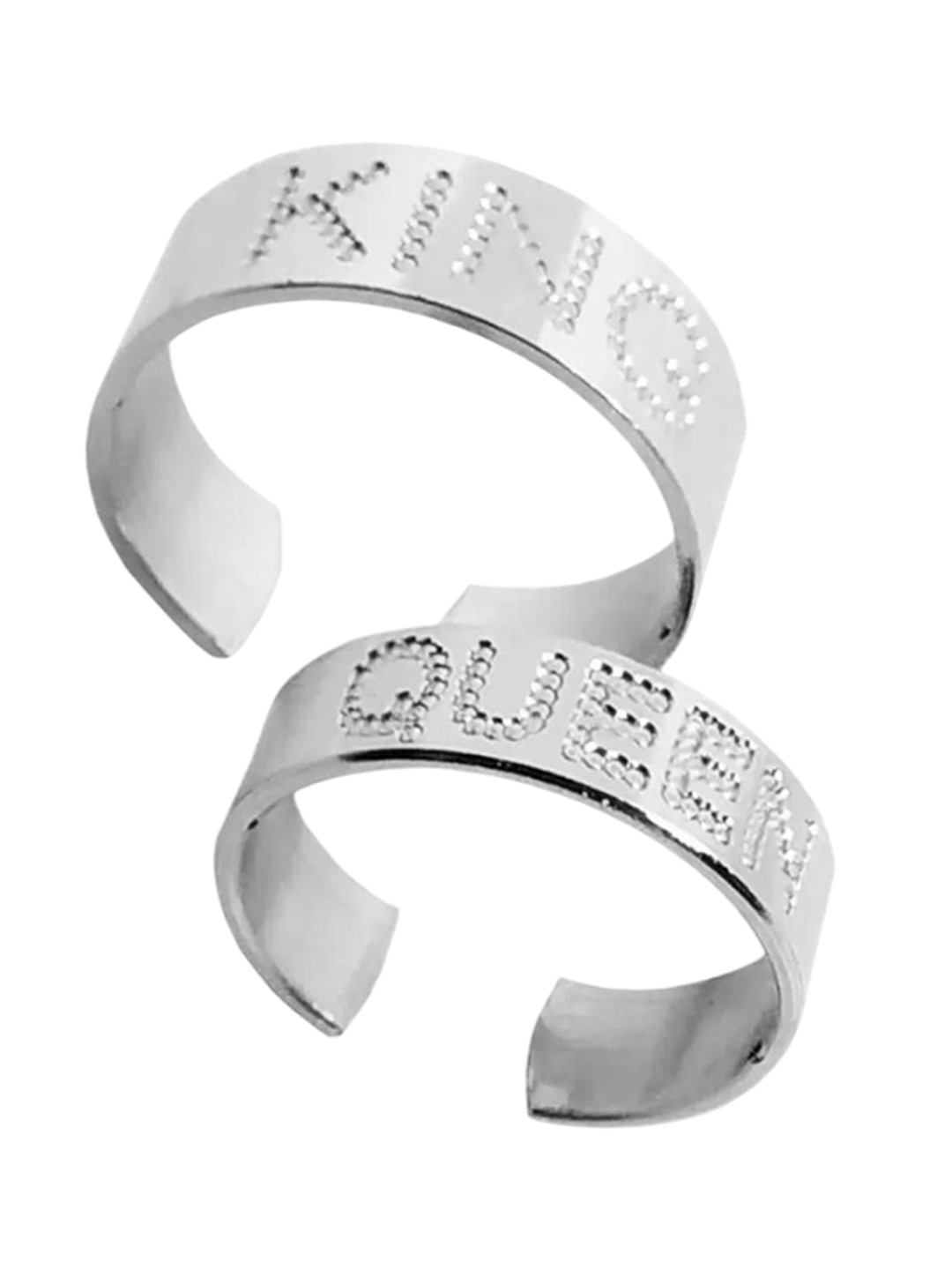 Zoey Set Of 2 Rhodium-Plated Intricate Unity Solitaire Couple Adjustable Couple Rings