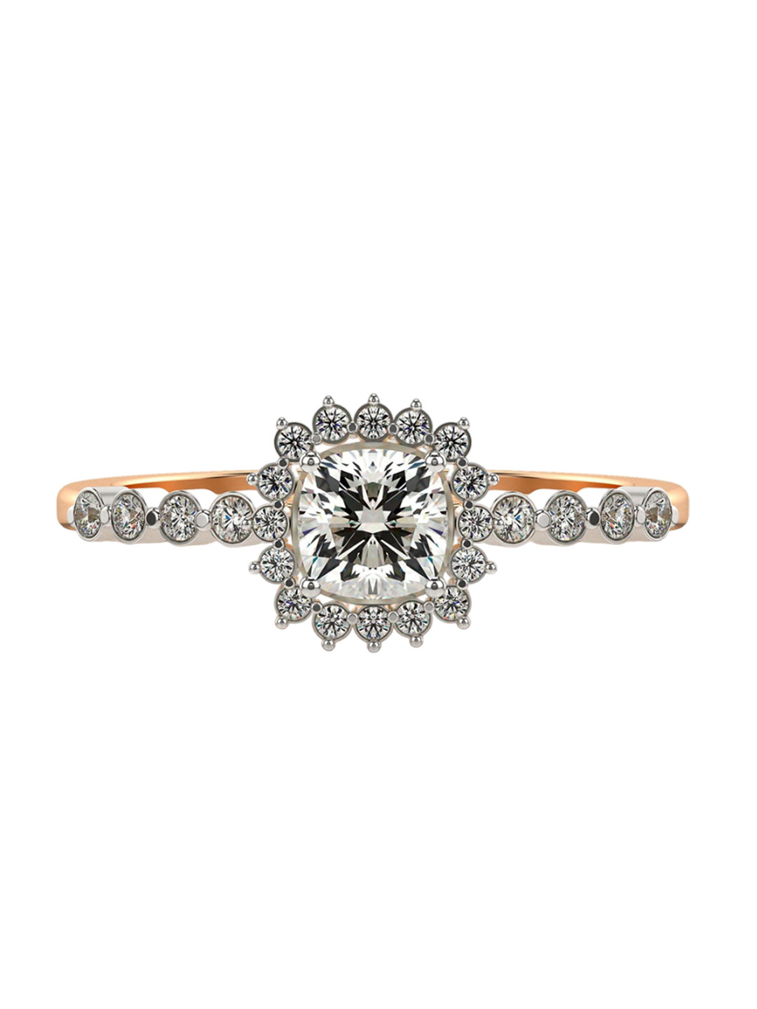 VALANOVA Sterling Silver Plated with Rose Gold & Certified Lab Grown Diamond Ring 0.66cts