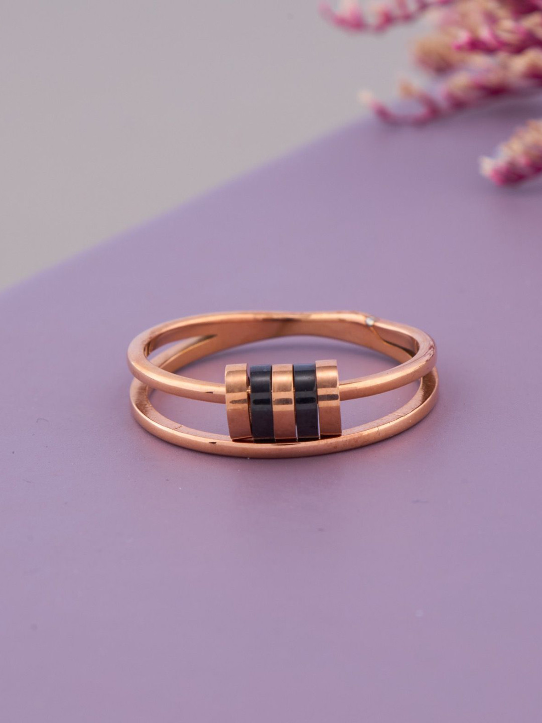 GC PREMIUM JEWELLERY Rose Gold Dual-Band Finger Ring