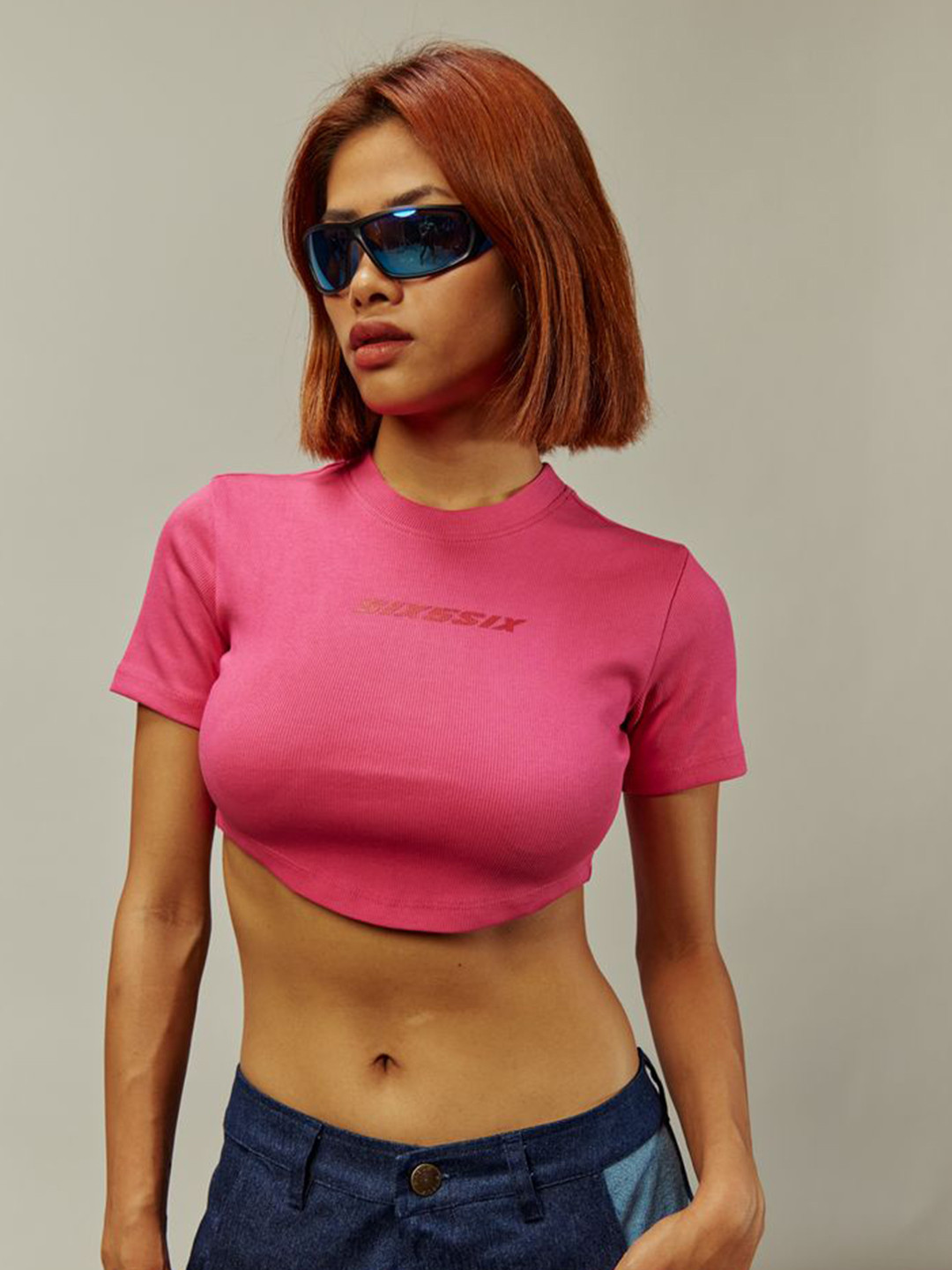 SIX5SIX BABY TEE VALENTINO Women Cotton Printed Crop T-shirt