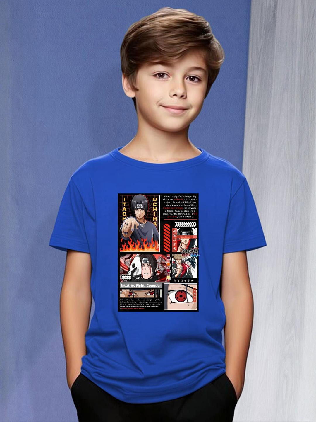 Blue Itachi Anime Graphic Print T-Shirt