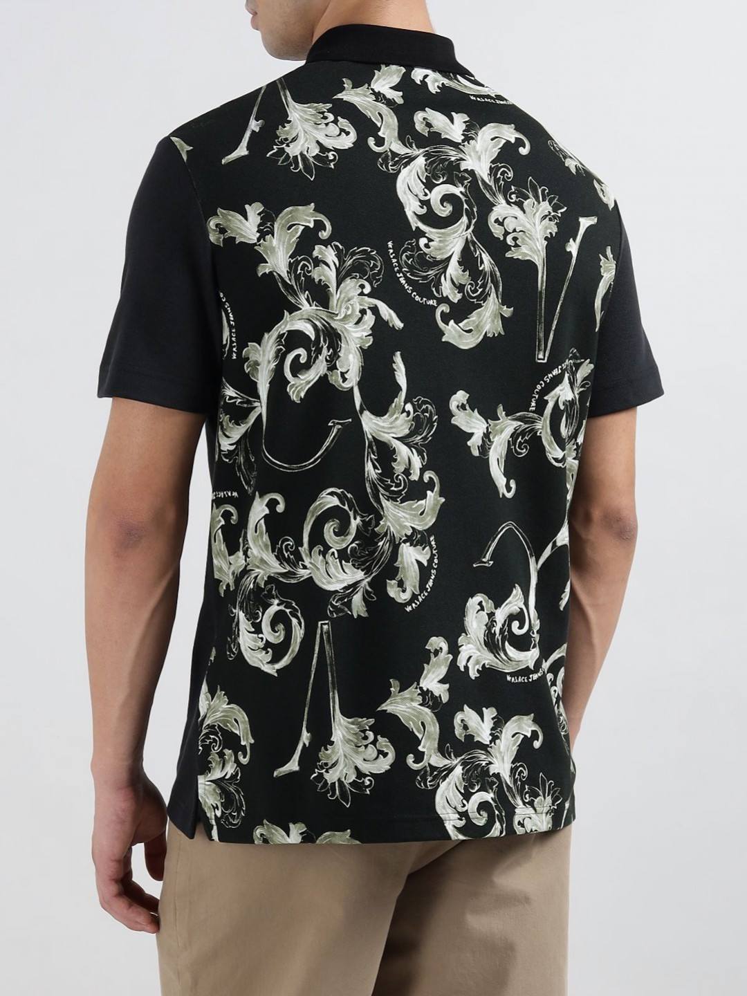 Versace Jeans Couture Men Graphic Printed Slim Fit Polo Collar Cotton T-shirt