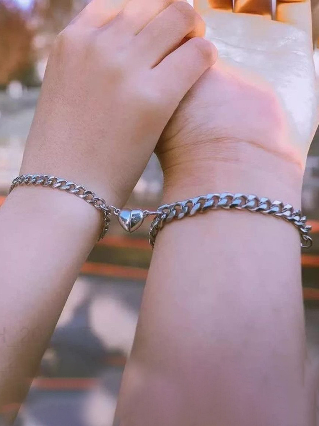 Samridhi DC Set Of 2 Heart-Charm Couple Bracelet