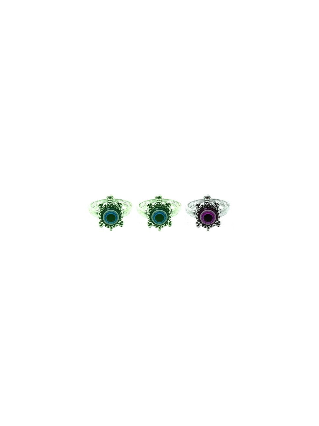 Dynamic Retail Global Set of 3 Rings for Men & Women, Green-Purple Alloy Ring ()