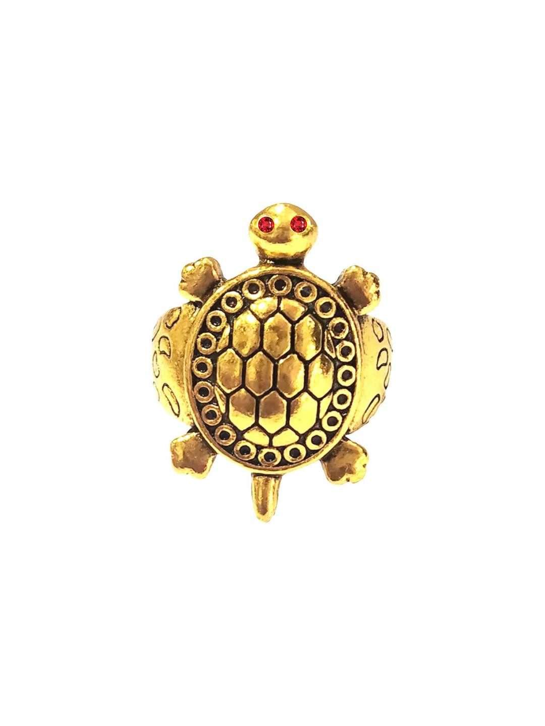 Dynamic Retail Global Tortoise Turtle Kachua Meru Ring for Men Women Boys Girl Vastu Fengshui Brass Gold Plated Ring ()
