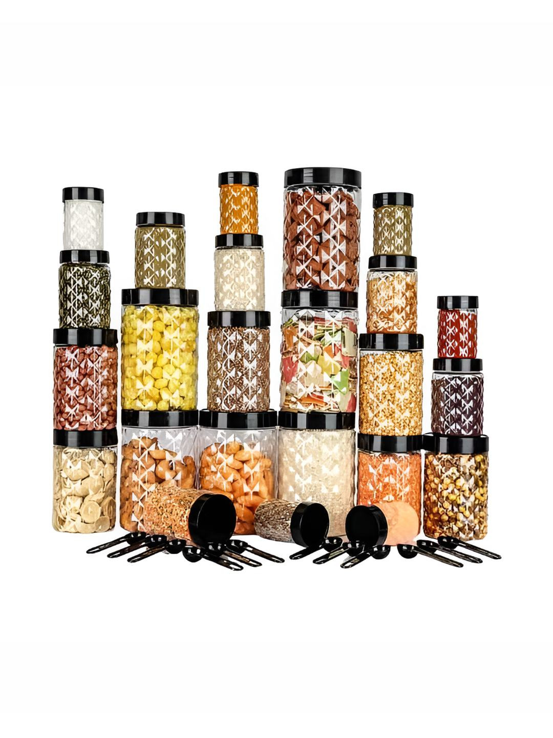 DEEJET Black And Transparent 24 Pieces Air Tight Grocery Storage Containers