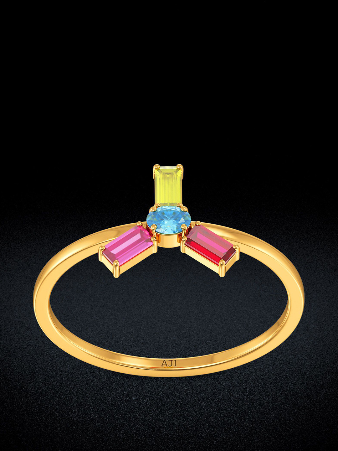 Joyalukkas Women Radiant Tri-Color Sparkle Gold Ring 1.495gms