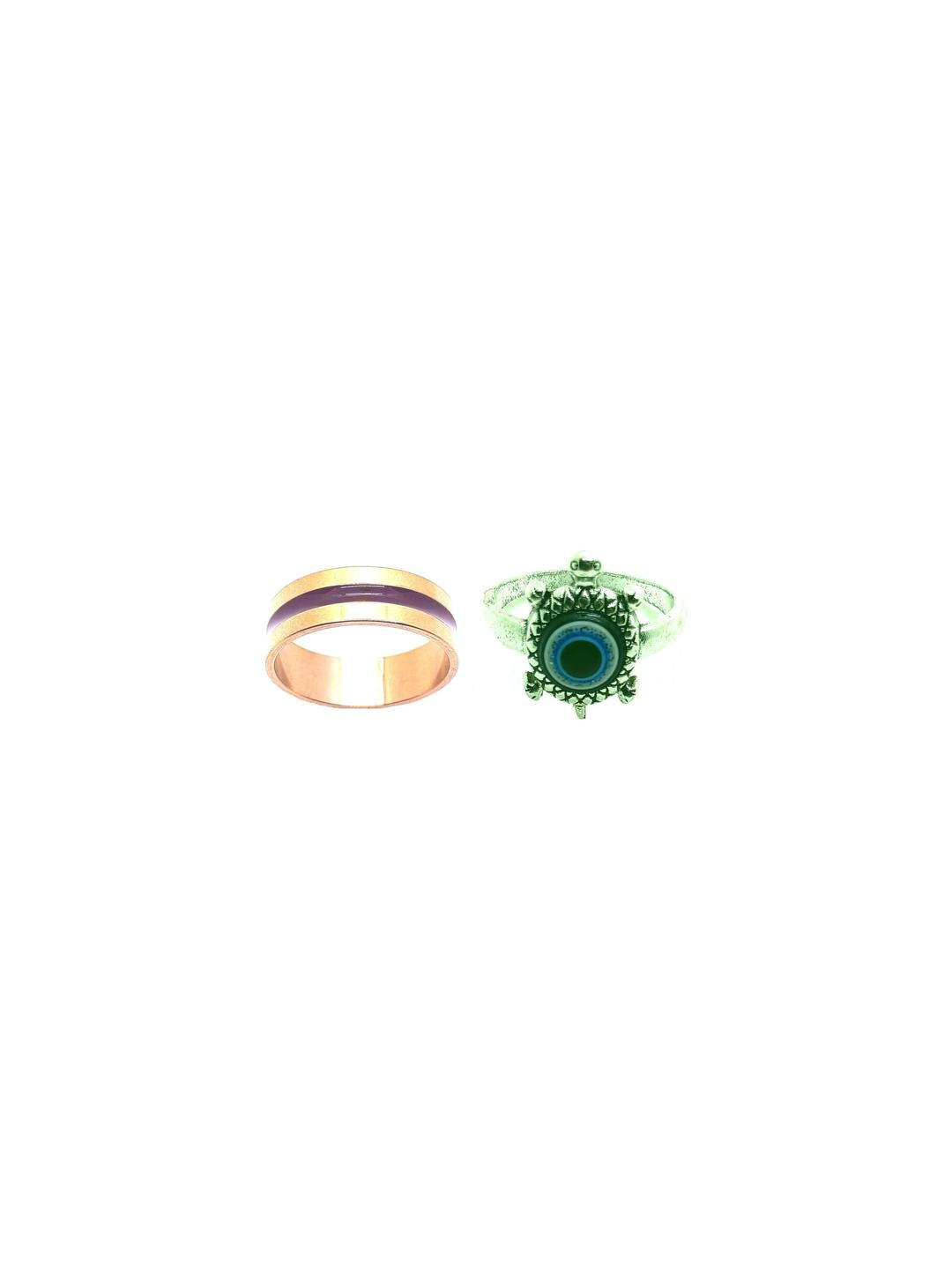 Dynamic Retail Global Set of 2 Rings for Men & Women, Green-Gold Copper Ring ()