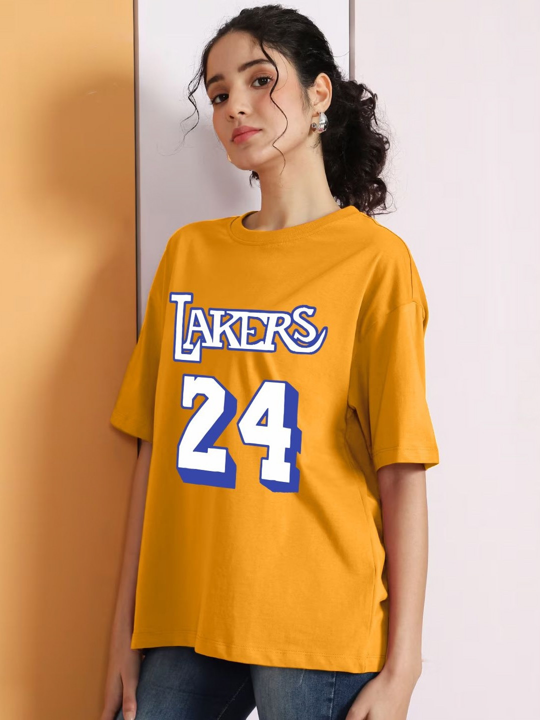 Leotude Women Typography Printed Short Sleeves Oversize's T-shirt