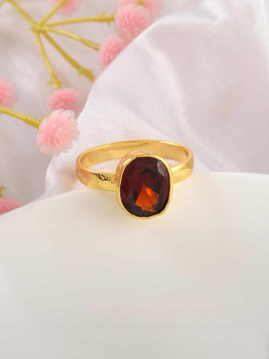 Brass Gold plated Reiki Fengshui Vastu Numerology Hessonite Gomed finger ring
