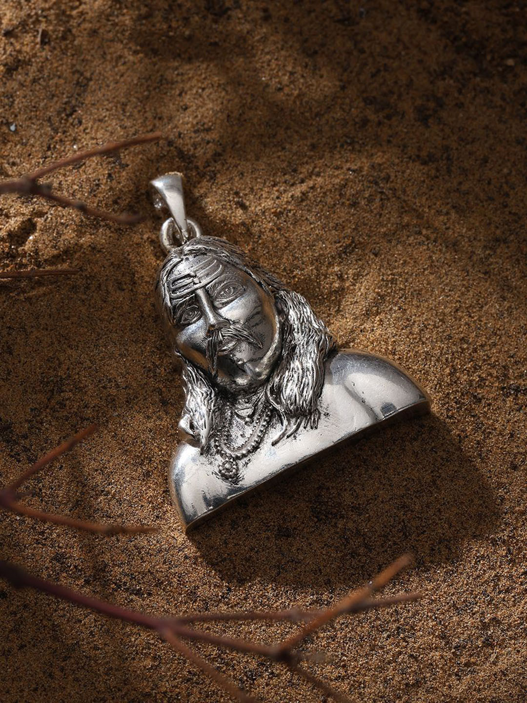 Exotic India Sterling Silver Shamji Bapu Pendant