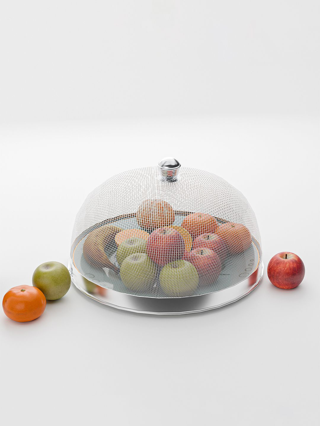 Kuber Industries Silver Toned Mesh Guard Stainless Steel Food Cover Dome