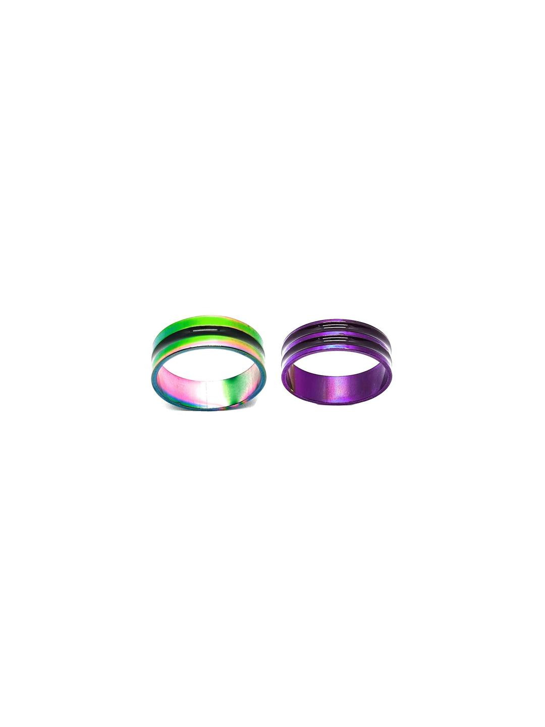 Dynamic Retail Global Set of 2 Rings for Men & Women, Green-Purple Alloy Ring ()
