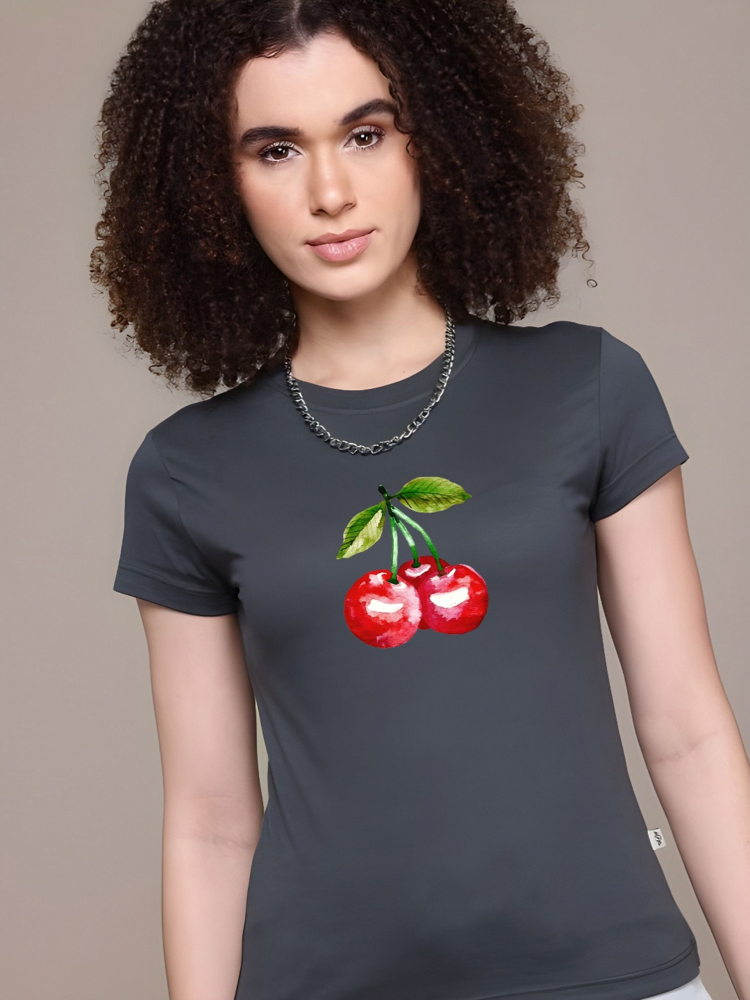 SZN Women Cherry Graphic Slim Fit T-shirt