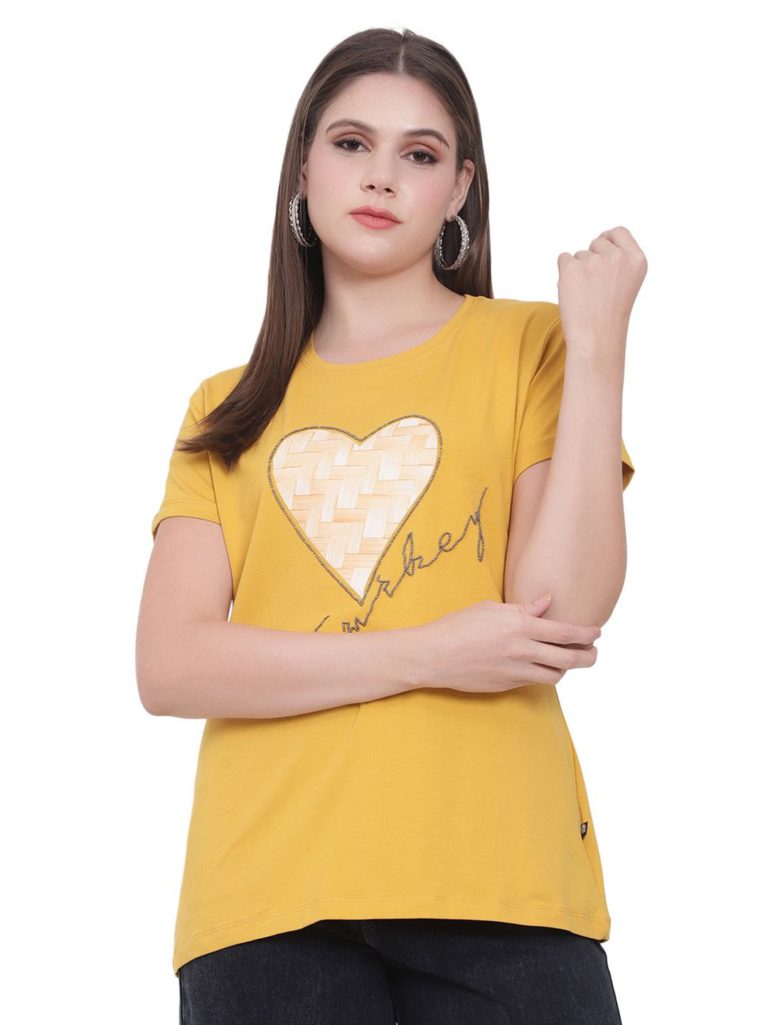 God's Club Women Graphic Printed Regular Fit Round Neck Cotton T-shirt